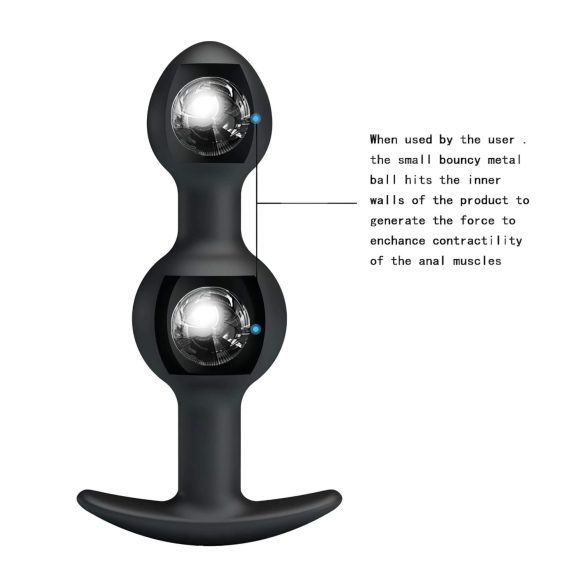 Pretty Love - unutrašnji kuglasti analni dildo (crni)