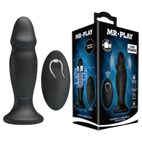 MR. PLAY - crni bežični analni vibrator, punjiv