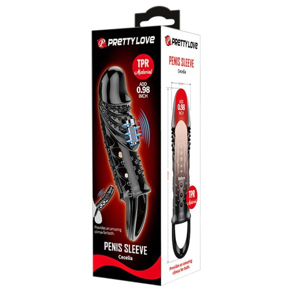 Pretty Love Cecelia - prsten za penis sa vibracijom (crna)