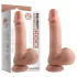 Dual Density - realistični dildo sa testisima i vakuumskom čašicom - 18 cm (natur)