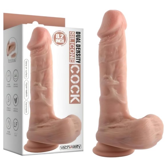 Dupla Gustina - vakuumski, realistični dildo sa testisima - 20cm (prirodna boja)