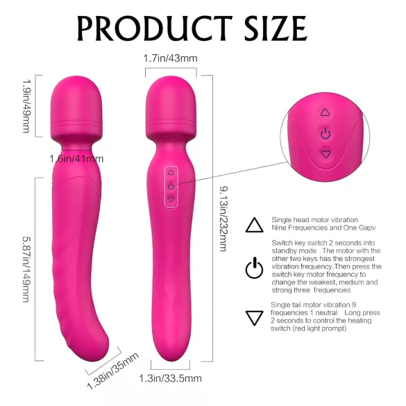Seks HD Iris - 2-motorski grejni masažni vibrator (ružičasti)