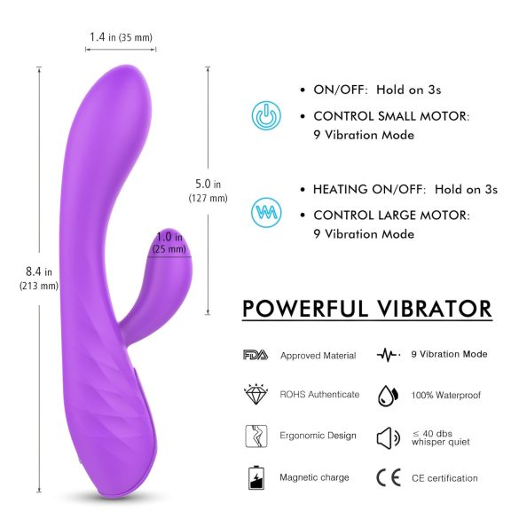 Sex HD Muse - punjivi vodootporni vibrator (ljubičasti)