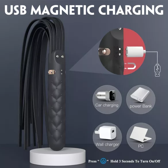 Seksi HD Bloody Mary - punjiva, vodootporna vibracija i bič (crna)