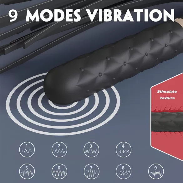 Seksi HD Bloody Mary - punjiva, vodootporna vibracija i bič (crna)