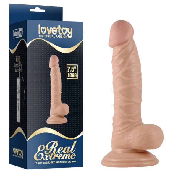 Lovetoy Real Extreme - dilda sa vakumskim postoljem, 19cm, prirodna boja