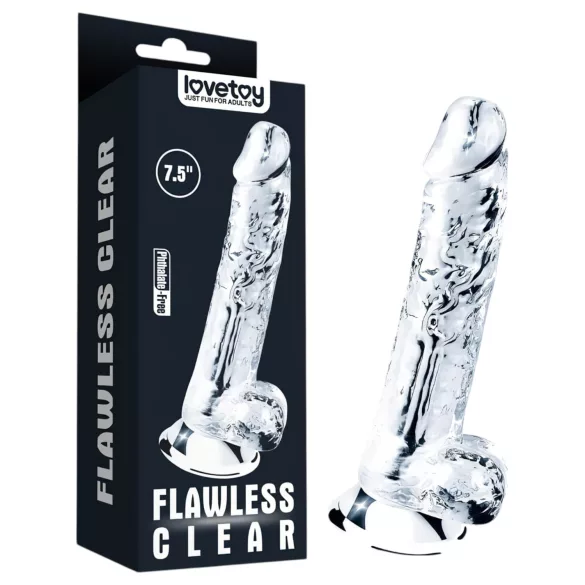 Lovetoy Flawless Transparent - dildo sa vakuumom - 19cm (proziran)