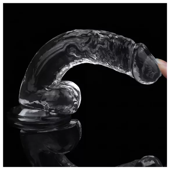 Lovetoy Flawless Transparent - dildo sa vakuumom - 19cm (proziran)