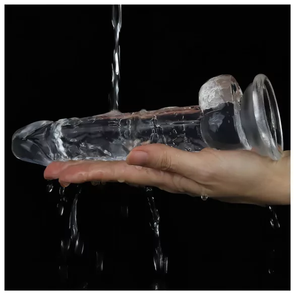 Lovetoy Flawless Transparent - dildo sa vakuumom - 19cm (proziran)