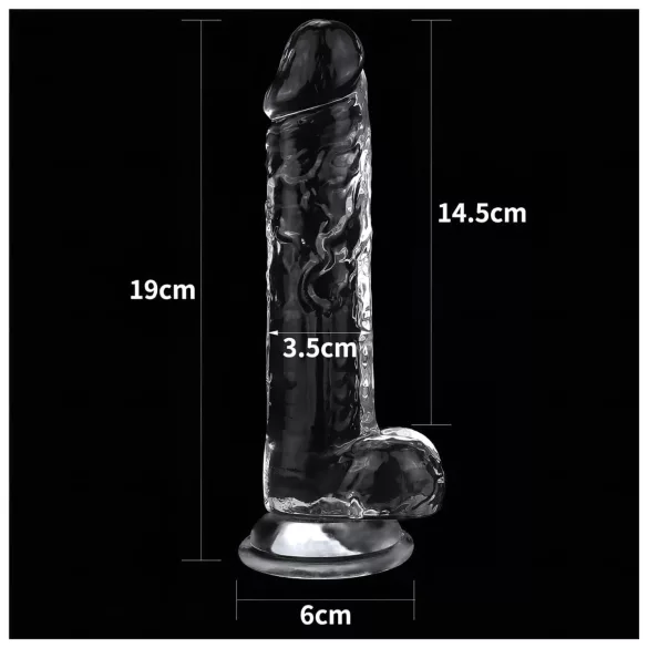 Lovetoy Flawless Transparent - dildo sa vakuumom - 19cm (proziran)