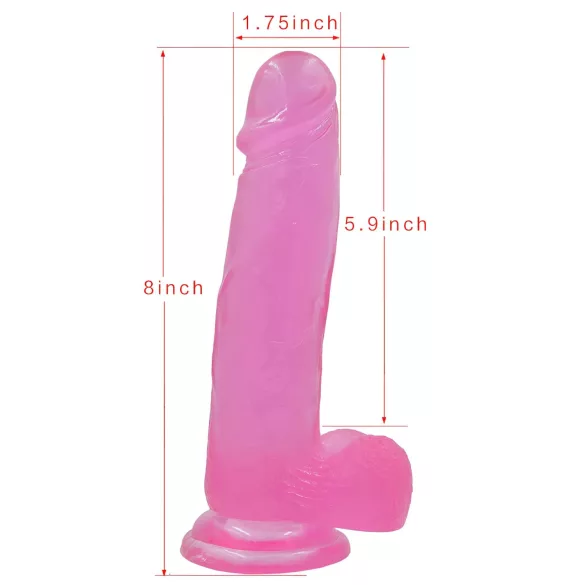 Lovetoy Jelly Studs - dildо sa vakum bazom - 20cm (ružičasti)