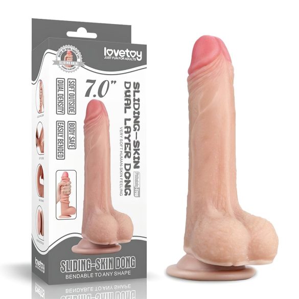 Lovetoy Sliding-Skin - dvoslojni dildo - 18cm (natur)
