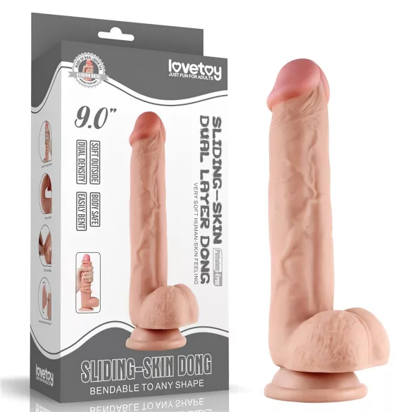 Lovetoy Sliding-Skin - dvoslojni dildo - 23cm (naturalan)