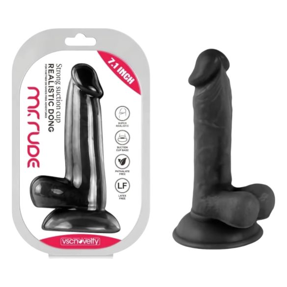 Gospodin Grub - realistični dildo sa vakuumom 17cm (crni)