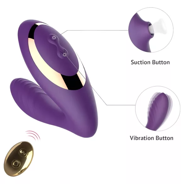 Tracy's Dog 2 - 2u1 vazdušni talasi vibrator (ljubičasti)