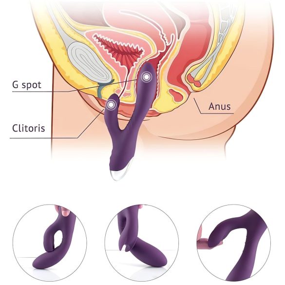 Tracy's Dog Zeka - vodootporni vibrator s klitoralnim dodatkom (ljubičasti)