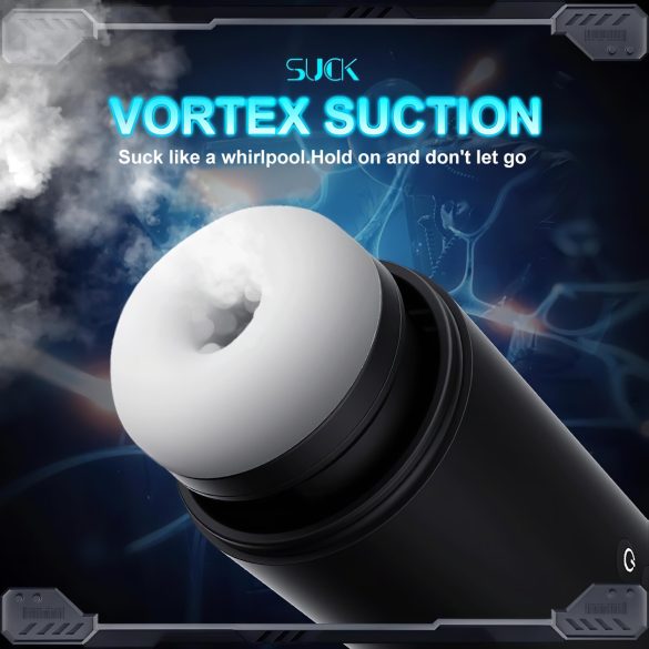 Leopard - usisni i vibracioni masturbator sa pokretom gore-dole (crni)