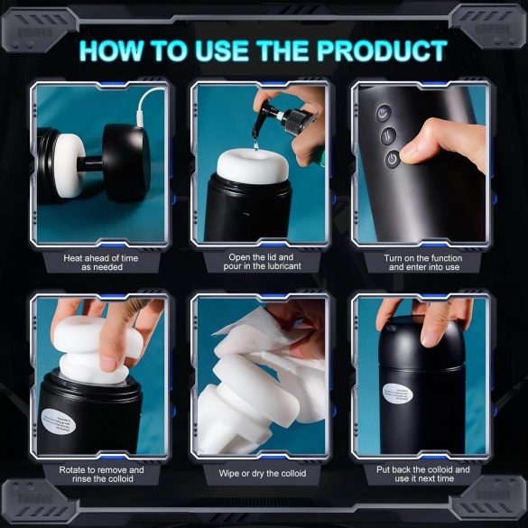 Leopard - usisni i vibracioni masturbator sa pokretom gore-dole (crni)