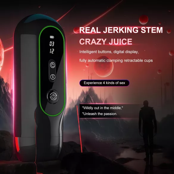 Leopard - crni vibrirajući masturbator sa pokretom gore-dole