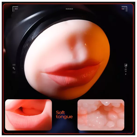 Leopard - vibrator za usta i veštačku vaginu (prirodna boja)