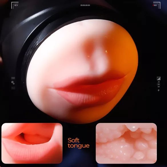 Leopard - vibrator za usta i veštačku vaginu (prirodna boja)