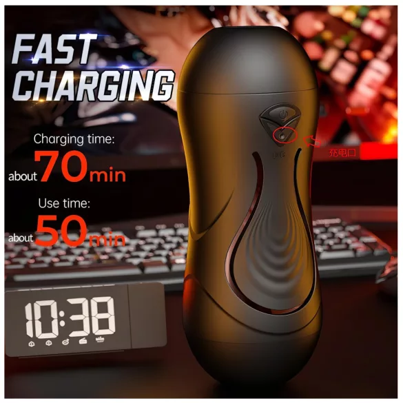 Leopard - vibrator za usta i veštačku vaginu (prirodna boja)