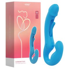   Honey Play Box Harmony Duo - pametni strap-on vibrator s jezikom (plavo)