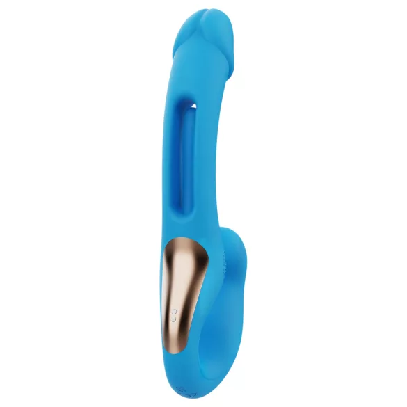 Honey Play Box Harmony Duo - pametni strap-on vibrator s jezikom (plavo)