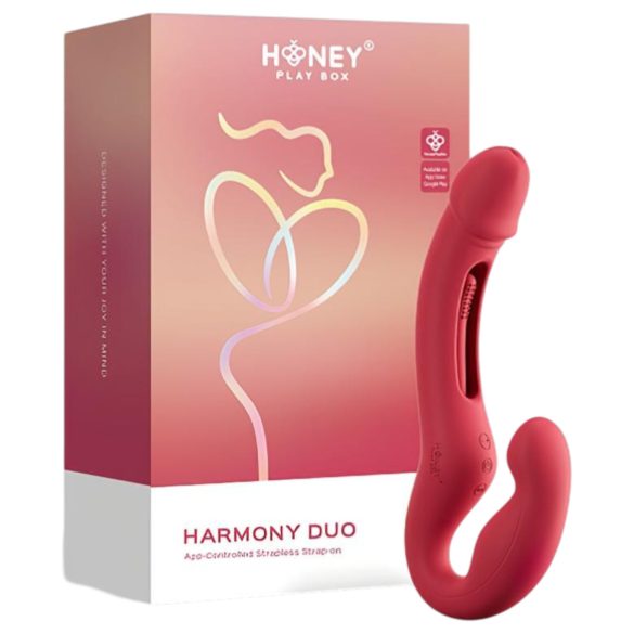 Honey Play Box Harmony Duo - pametni vibrirajući jezik sa pojasom (crvena)