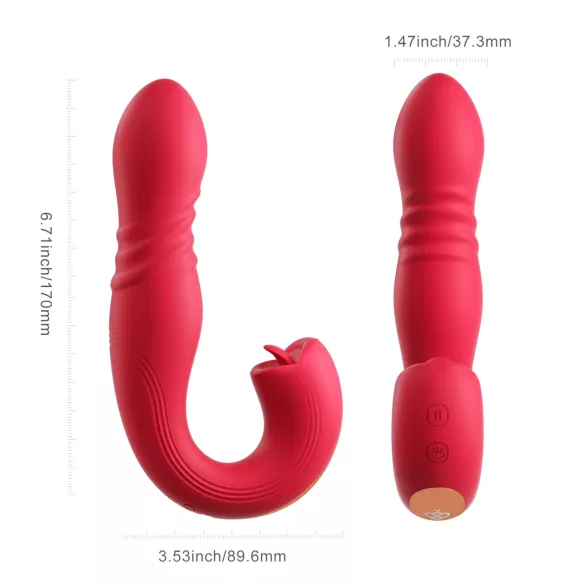 Honey Play Box Joi Thrust 2 - pametan vibrator sa funkcijom lizanja (crveni)