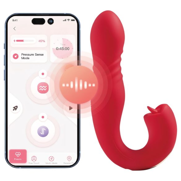 Honey Play Box Joi Thrust 2 - pametan vibrator sa funkcijom lizanja (crveni)