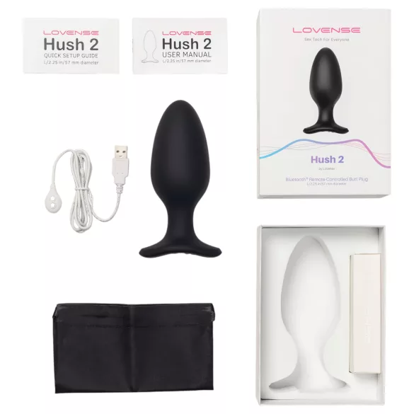 LOVENSE Hush 2 L - punjivi mali analni vibrator (57mm) - crni