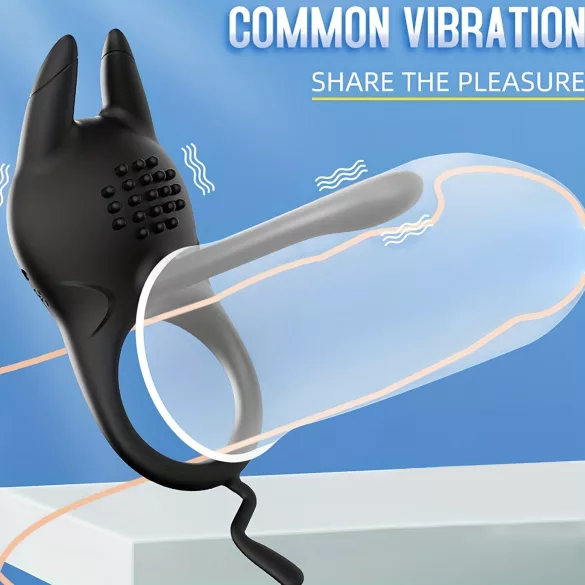 AlvUp - vibracioni penis prsten sa stimulatorom klitorisa (crni)