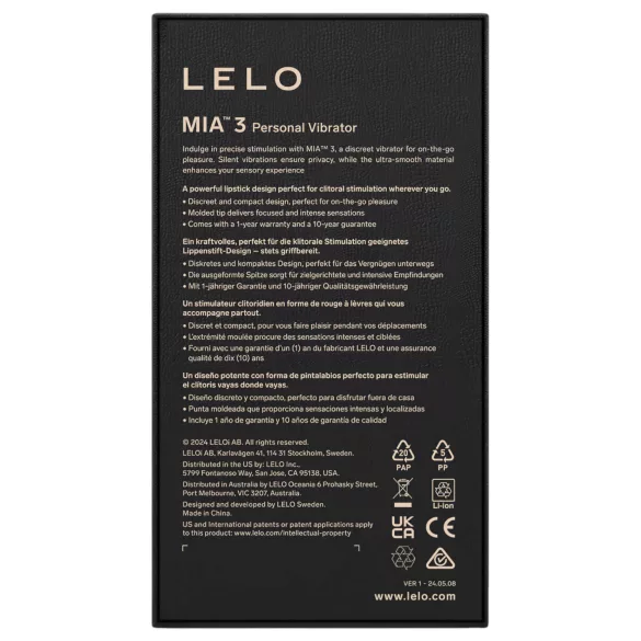 LELO Mia 3 - putni ruž vibrator (crna)