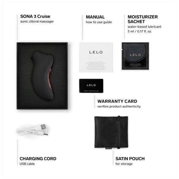 LELO Sona 3 Cruise - вибратор са звучним таласима (црни)