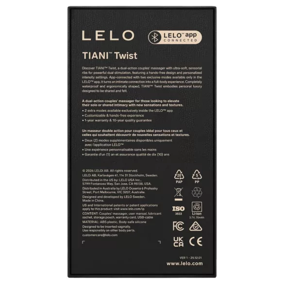 LELO Tiani Twist - pametni vibrator za parove (roze)