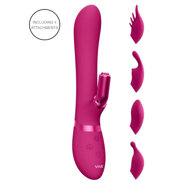 Vive Chou - punjivi vibrator sa glavama, boja roze