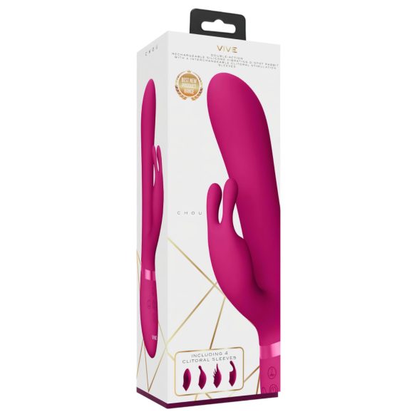 Vive Chou - punjivi vibrator sa glavama, boja roze