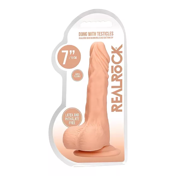 RealRock Dong 7 - реалистични дилдо са тестисима (17cm) - природна боја