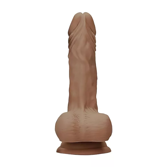 RealRock Dong 7 - prirodan dildo sa testisima (17cm) - tamna prirodna boja