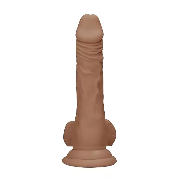 RealRock Dong 7 - prirodan dildo sa testisima (17cm) - tamna prirodna boja