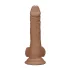 RealRock Dong 7 - prirodan dildo sa testisima (17cm) - tamna prirodna boja
