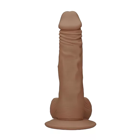 RealRock Dong 10 - реалистичан дилдо са тестисима (25cm) - тамна природна боја