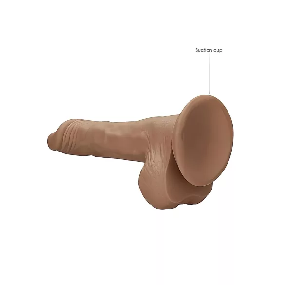 RealRock Dong 10 - реалистичан дилдо са тестисима (25cm) - тамна природна боја