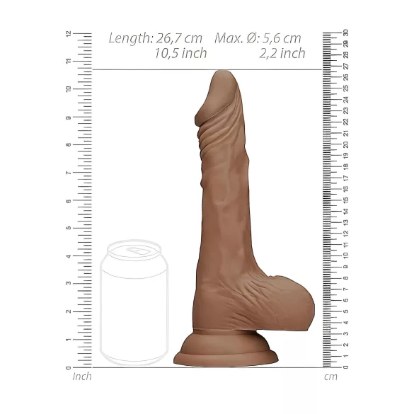 RealRock Dong 10 - реалистичан дилдо са тестисима (25cm) - тамна природна боја