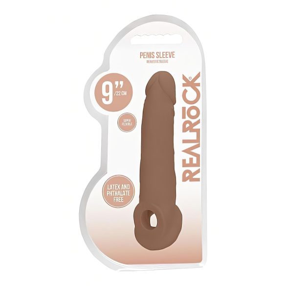 RealRock Penis Rukavac 9 (21,5 cm) - tamna prirodna boja