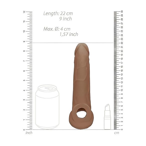 RealRock Penis Rukavac 9 (21,5 cm) - tamna prirodna boja