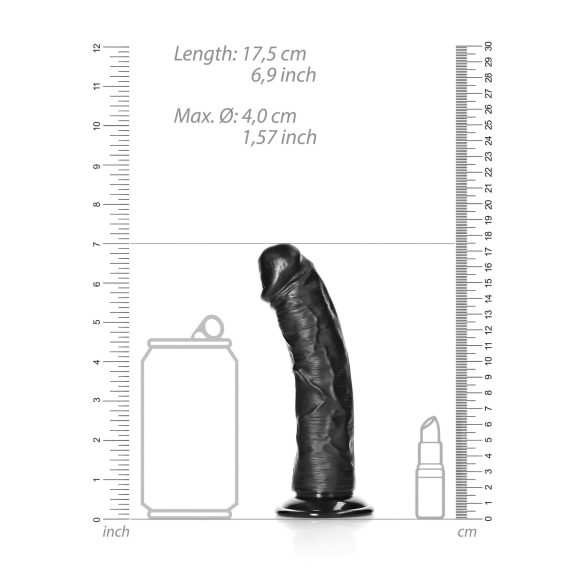 RealRock - realističan dildo sa vakuumom - 15.5cm (crni)