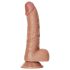 RealRock - dildo sa vakuumskom bazom i testisima - 15,5cm (tamno prirodna boja)