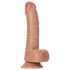 RealRock - dildo sa vakuumskom bazom i testisima - 15,5cm (tamno prirodna boja)